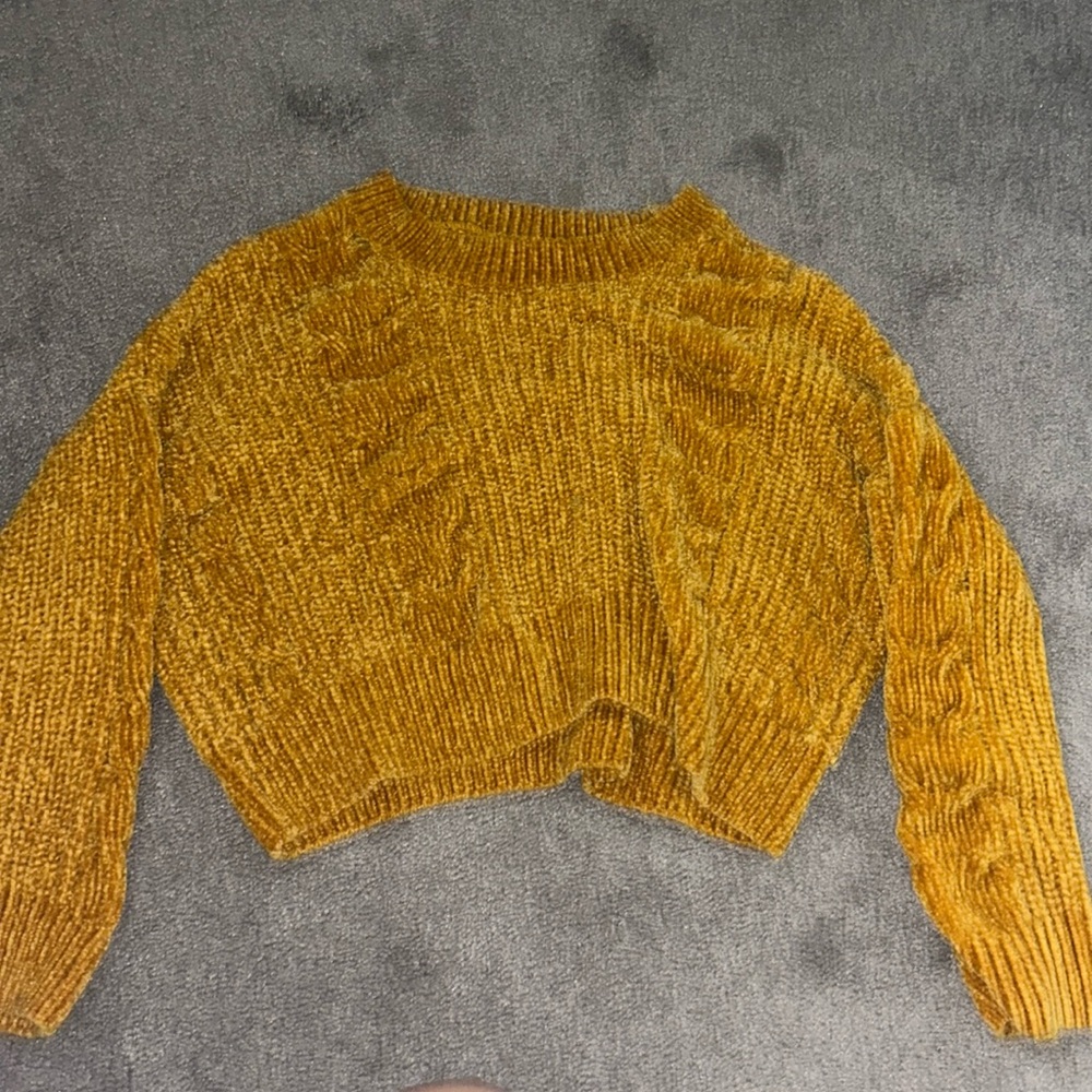 Luv Lane Yellow Cropped Sweater